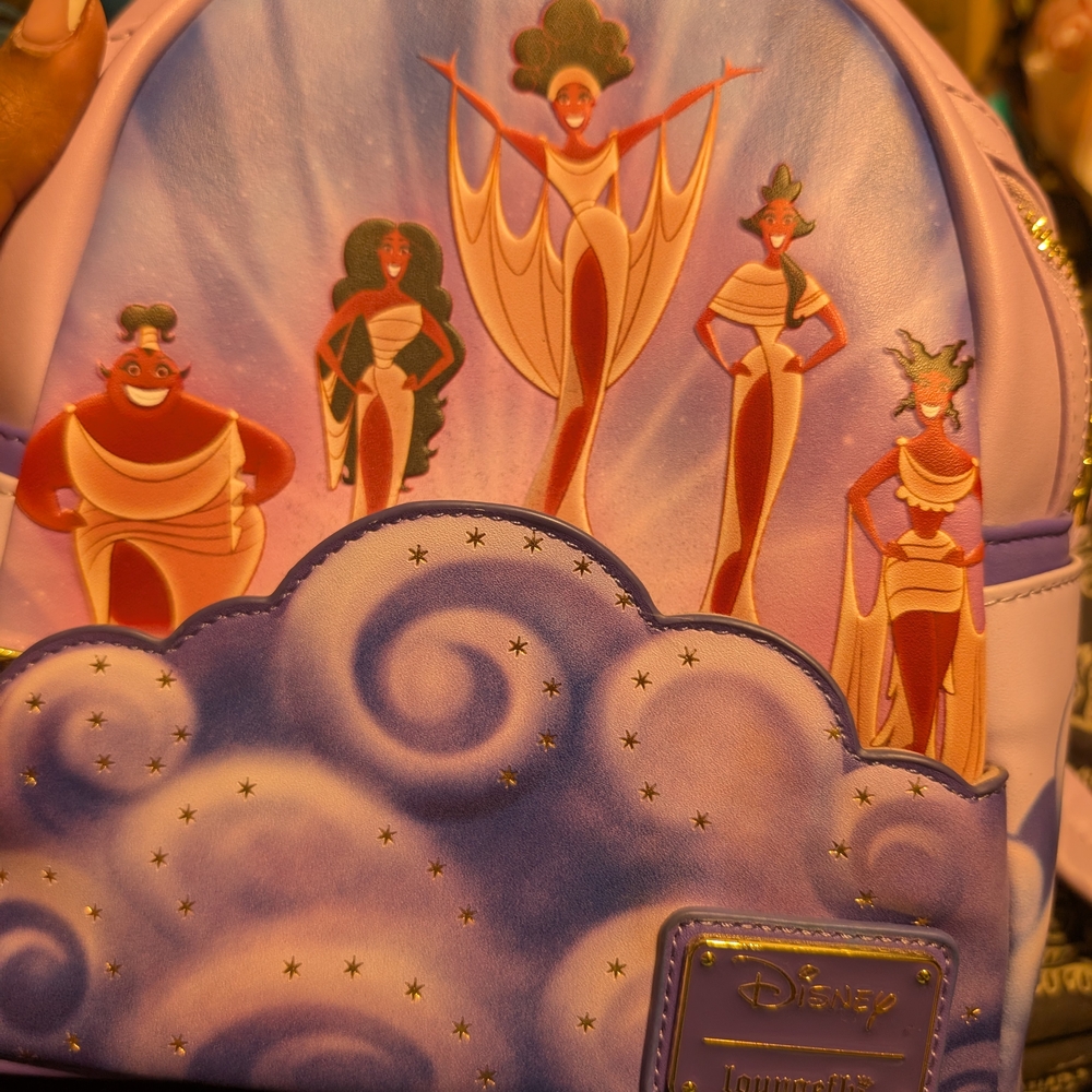Loungefly Disney Purple Backpack with Mythical Characters